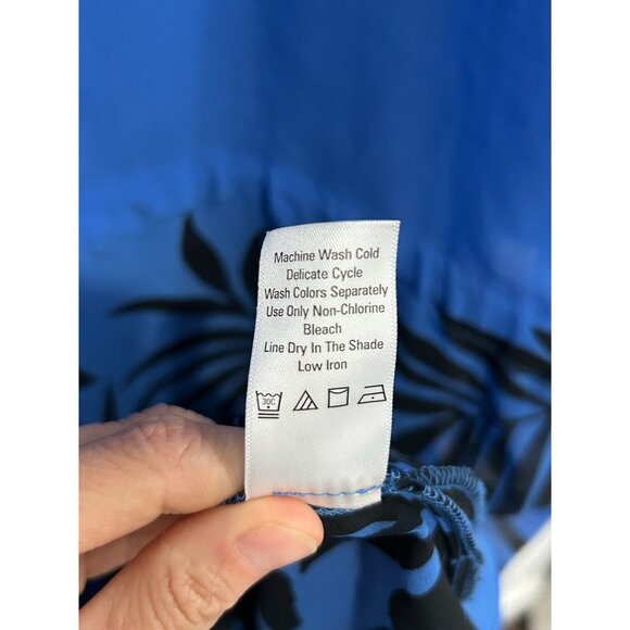 Jessica London Blue Sheer Tunic Top Black Floral Print Deep V Neck Size 24W - Picture 8 of 11